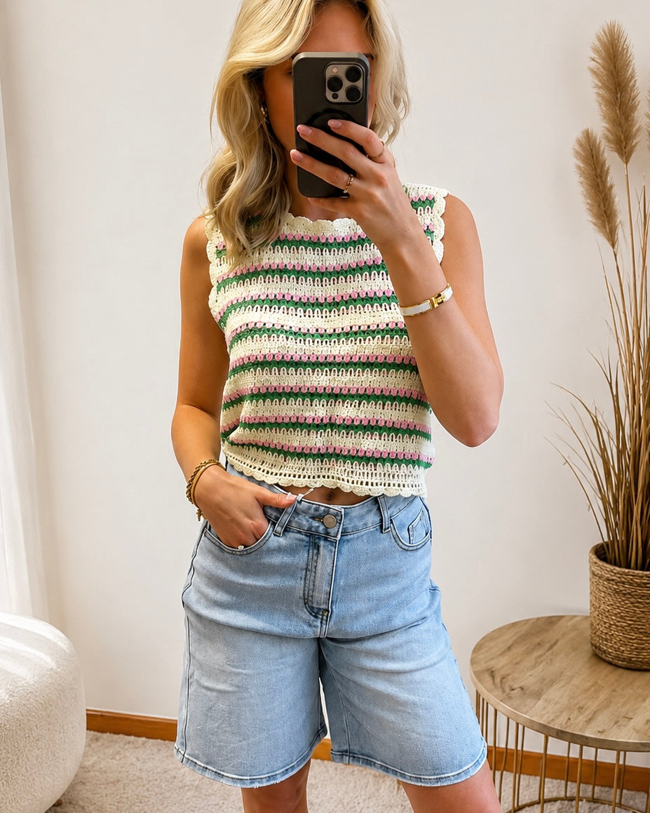 Crochet Stripe Top – Multicolor