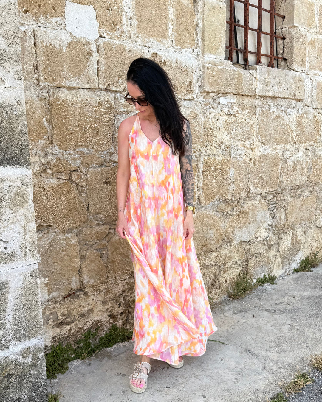 Sunset Maxi Dress – Watercolor Print