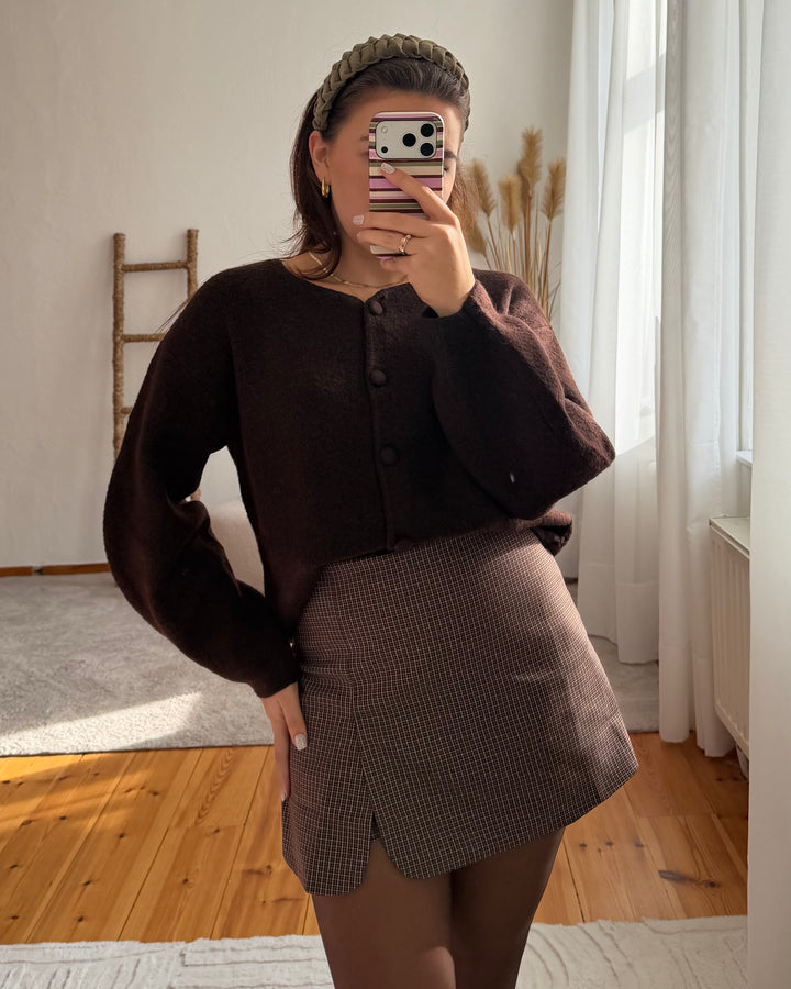 Karo-Skort mit Wickeloptik