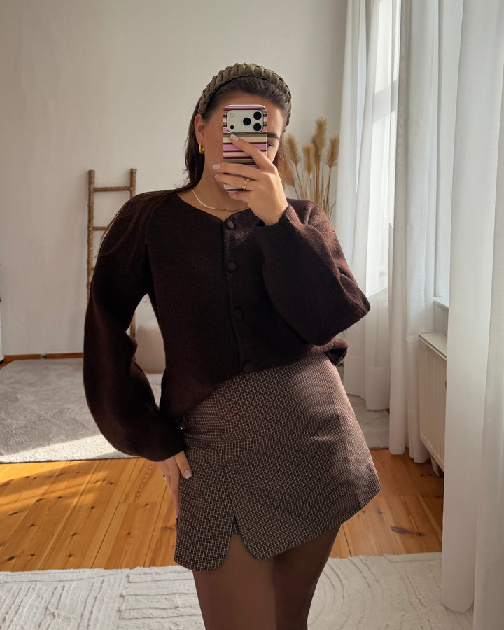 Karo-Skort mit Wickeloptik