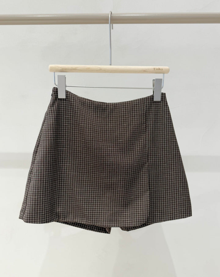 Karo-Skort mit Wickeloptik
